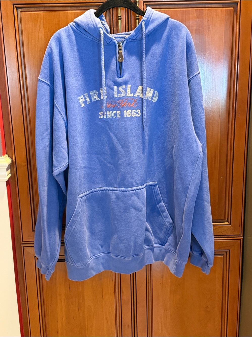 Acid washed blue  Half-Zip Hooded Fire island Sweatshirt